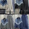 High quality Plus size women loose sets Top and High waist Patch work Denim Suits